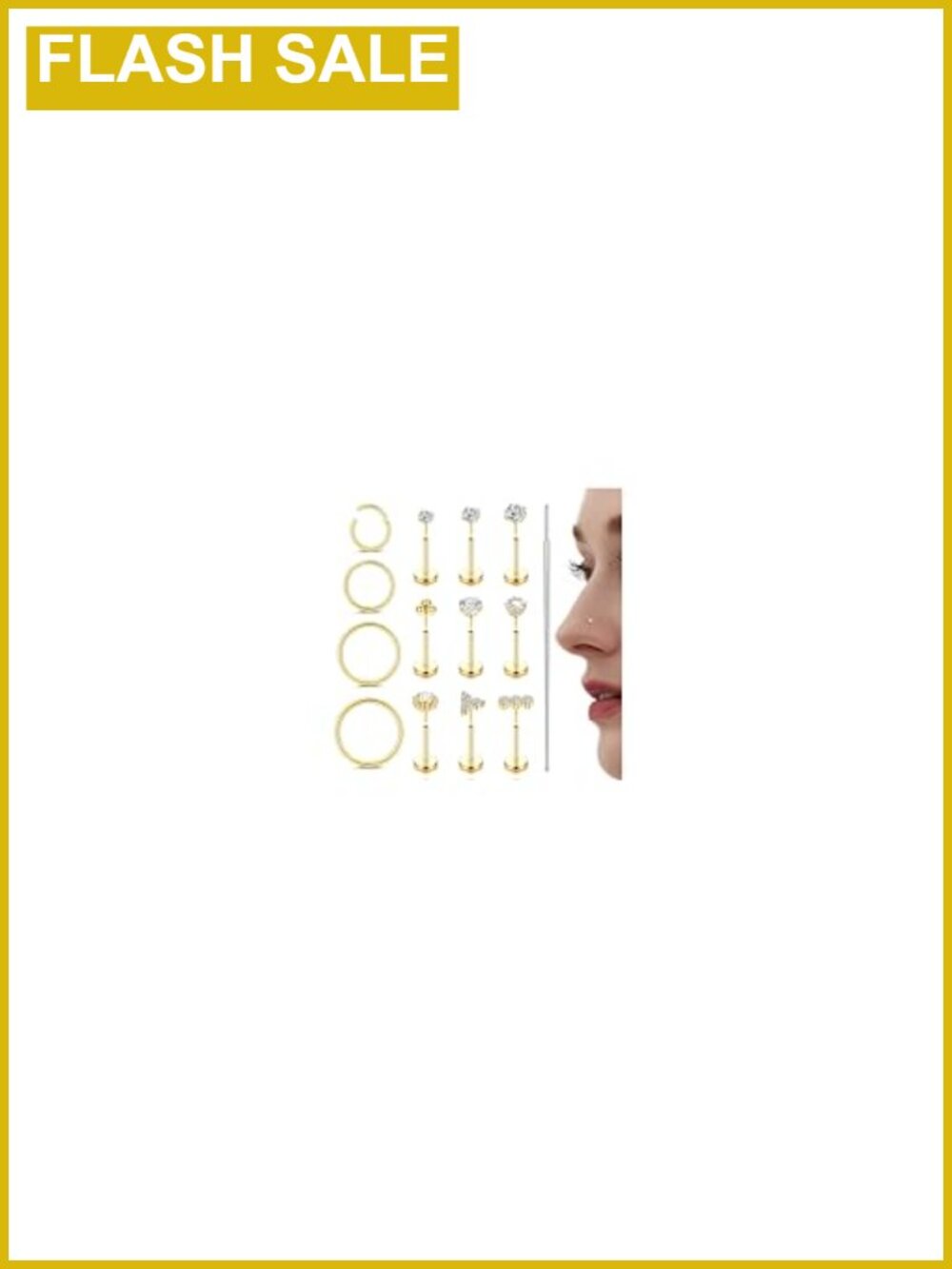 14K Gold Filled 20G Threadless Nose Rings Studs for Piercing